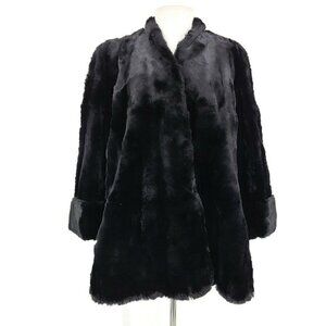 Vintage Black Rabbit Fur Swing Coat Jorden Stores Furriers Womens M? Pockets